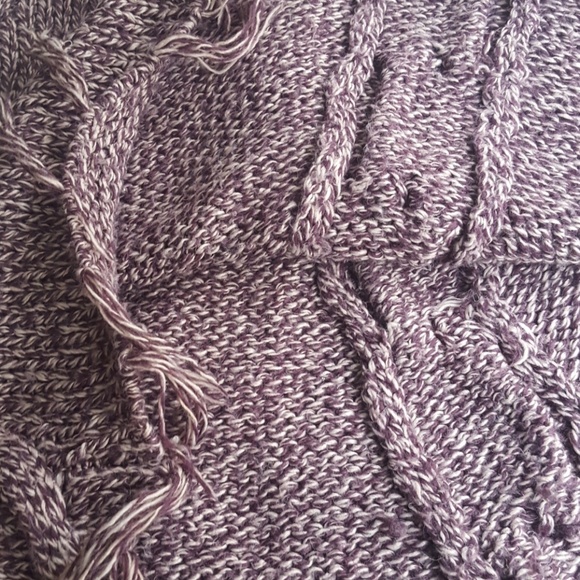 Buffalo by David Bitton Cozy Knit Poncho sweater Purple Thick Turtle Neck fringe - Picture 7 of 7